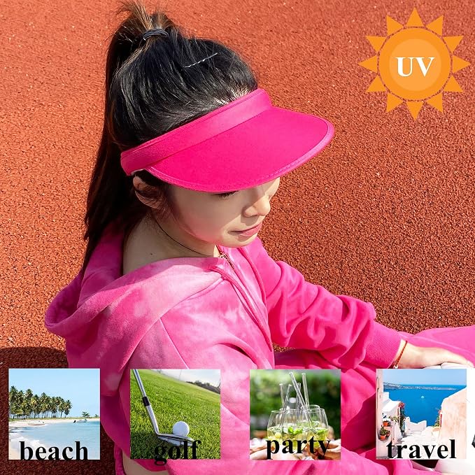 2 Pack Sun Visor Hats Women Men Clip On Wide Brim Visors Hat Outdoor Sports Golf Beach Travel Tennis Caps