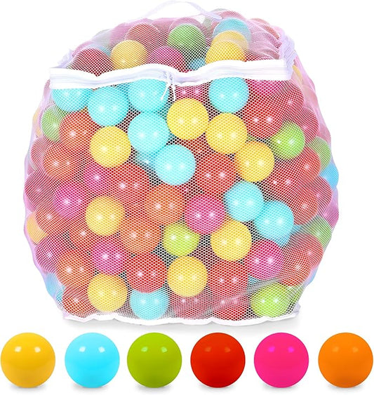 BalanceFrom Play Pit Balls Toy Set for Kids with Mesh Bag, Rainbow or Pastel Colors – Crush-Proof Plastic for Ball Pits, Playhouses, Bounce Houses, Pools, Tents, and Birthday Parties