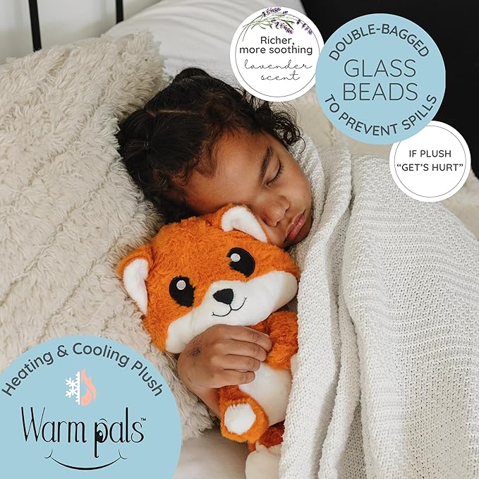Warm Pals - Heatable Coolable Bedtime Comfort Plushie - Friendly Fox - 1.5lbs - Cozy Microwavable Lavender Scented Plush Toys - Heated Stuffed Animal