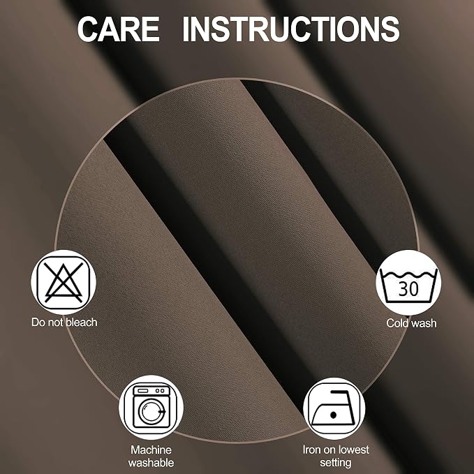 LEMOMO Chocolate Brown Blackout Curtains 40 x 63 Inch Length/Set of 2 Curtain Panels/Thermal Insulated Room Darkening Blackout Curtains for Bedroom