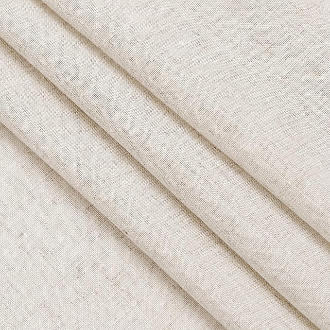 Nanspring Beige Semi Sheer Linen Curtains 72 inch Length for Living Room Back Tab Rod Pocket Modern Farmhouse Coastal Decor Beige Cotton Textured Gauze Curtains for Dining Room Office 52x72