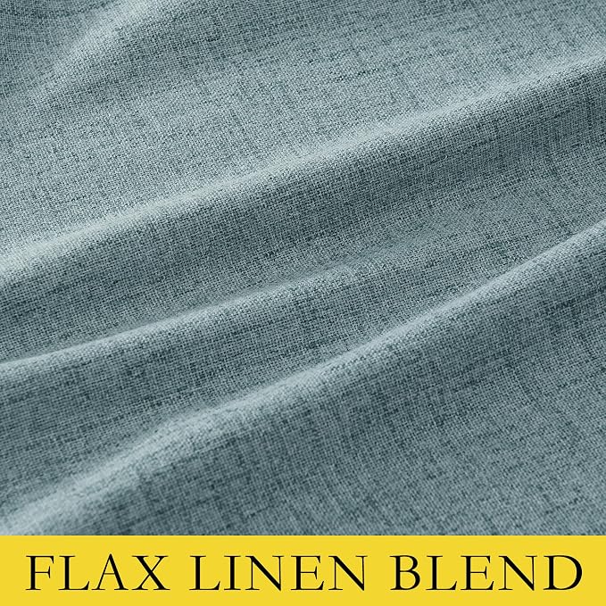 NICETOWN 100% Absolutely Blackout Linen Curtains with Thermal Insulated Liner, Skylark Blue, 62" Wide, 108" Length Energy Saving Curtains for Living Room 2 Panels Set, Vertical Blinds