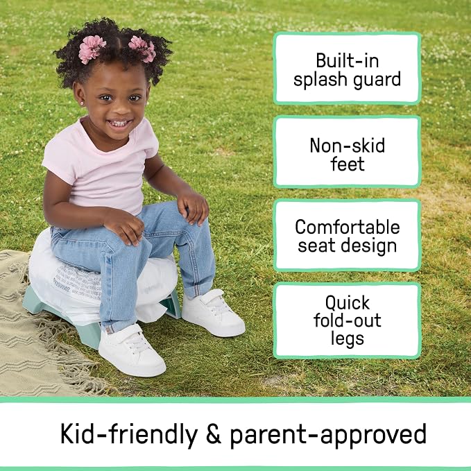 Ingenuity My Travel Potty, 2-in-1 Baby and Toddler Portable Potty Seat & Potty Ring, Lightweight Foldable, Includes Travel Bag & 3 Disposable Liners, Neutral