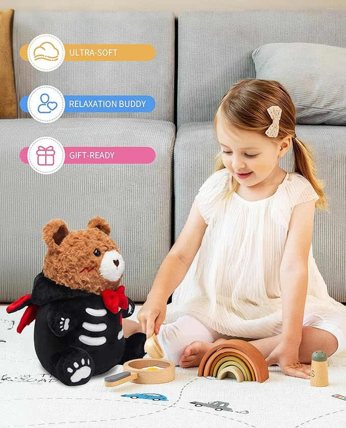 OLAOLA Halloween Bat Bear Plush 14.5 Inch Cute Bear Stuffed Animals Plush Toy Soft Doll Pillow for Kids Adults