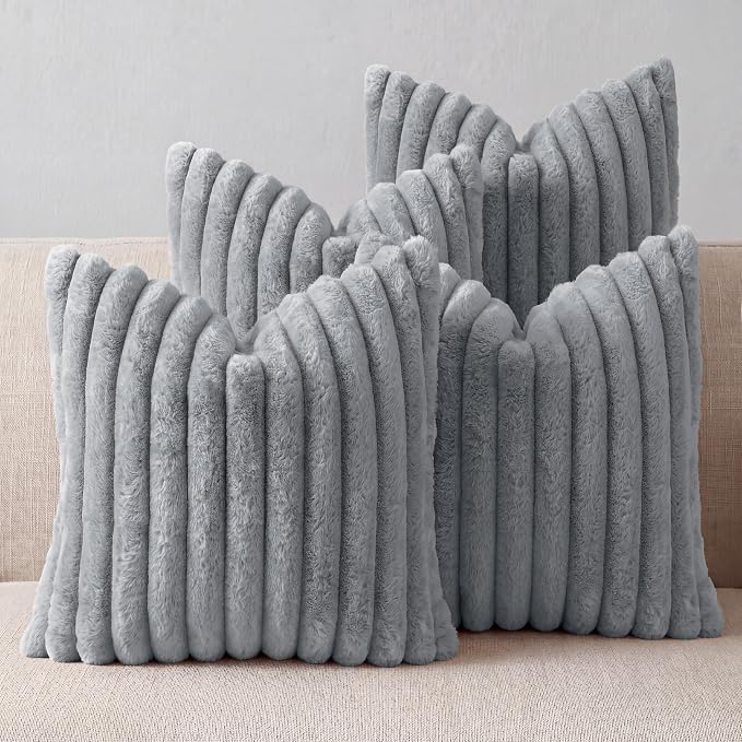 Dark Gray Throw Pillow Covers 16 x 16 Set of 4, Cute Boho Throw Pillow Cover for Couch/Bed, Decorative Pillows Covers for Sofa/Bed, Accent Pillow Covers for Living Room, Rustic/Home/Room Decor