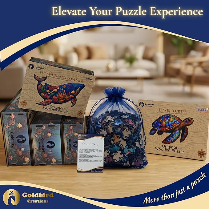 Premium Wooden Puzzles for Adults - 100 Piece Eco-Friendly Wood Puzzles - Relaxation & Brain Training - Unique Jigsaw Puzzle - Whimsical Shape Puzzle Pieces 9.8 × 9.8 in