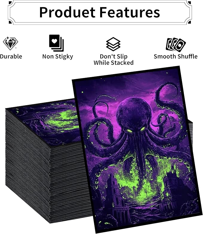 MTG Card Sleeves, Ultra Clear Front & Matte Finish Back, 100 Count Standard Size Matte Art Sleeve for Magic The Gathering (Cthulhu)