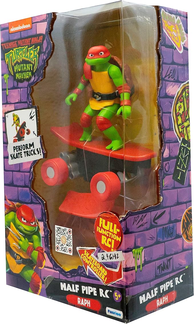 Teenage Mutant Ninja Turtles Toy, Raphael Half Pipe RC Skate Vehicle with Tricks, 2.4 GHz Remote Control TMNT Ninja Turtle Toy, Mutant Mayhem, Ages 5+