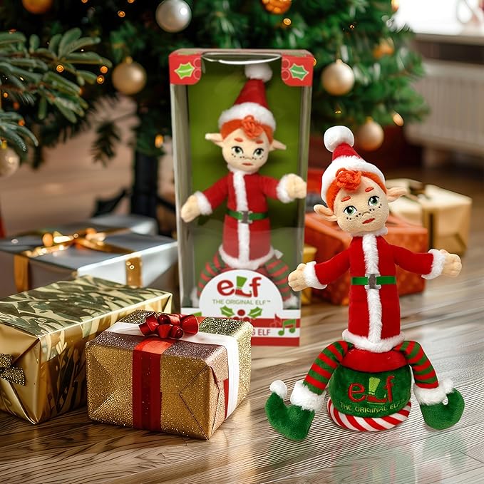 The Original Elf – Dancing Christmas Elf Doll, Singing and Talking Toy Elf for Kids, Shelf Sitter with Dangling Legs, Ideal Christmas Elf Decorations and Tree Topper, Perfect for Christmas Décor