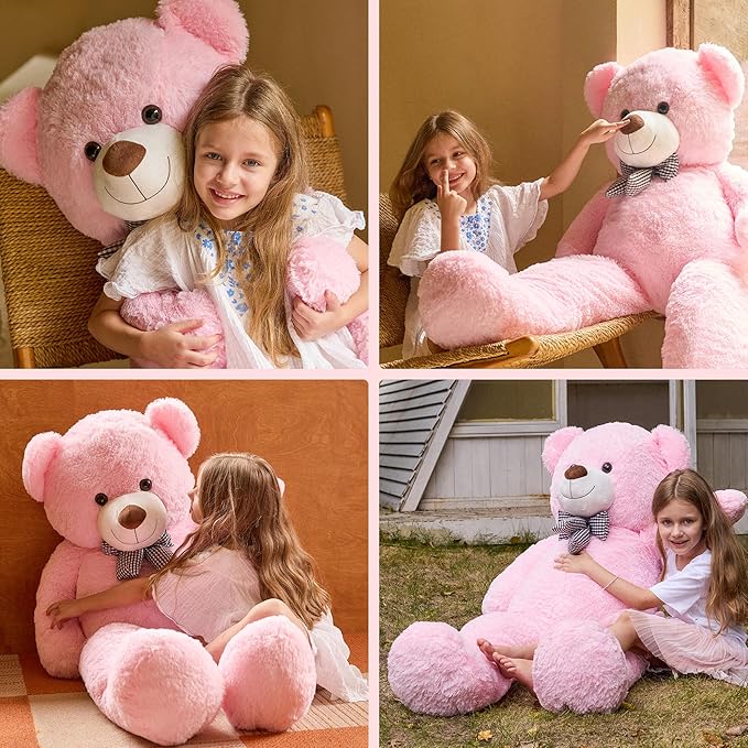 47 inch Big Giant Teddy Bear Stuffed Animals, Pink Soft Plush Life Size Bear Toy All Ages Gift for Children/Girlfriend/Valentine's Day/Christmas/Birthday/Baby Shower/Wedding/Party Decorations