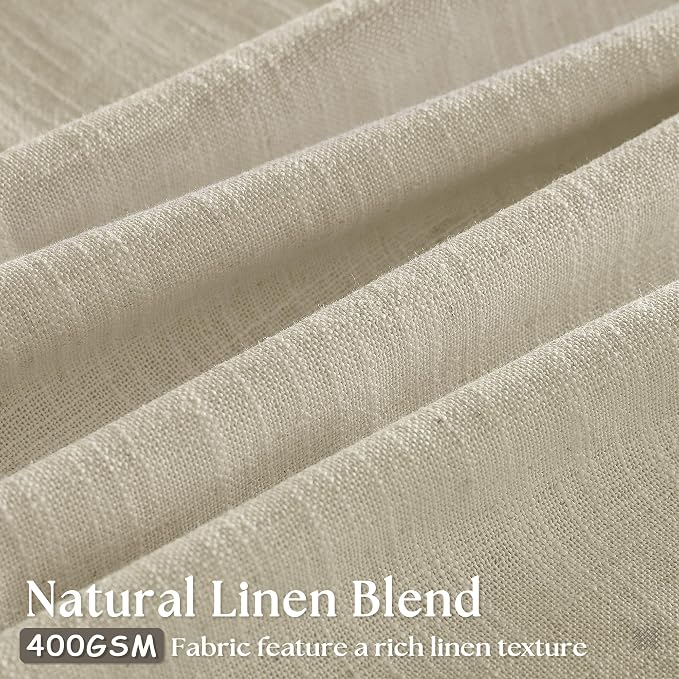 Linen Beige Pinch Pleated Semi Sheer Curtains 78 Inches Long 2 Panels Set | Memory Shape Trained, Neutral for Living Room Bedroom Cabin Closet, 400GSM Flax Fabric, Pinch Pleat with Hooks Rings Back Tab