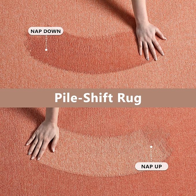 FinRèc 2x8 Washable Runner Rugs for Kitchen Hallway Bedroom, Low Pile Thin Rug Solid Color, Non-Slip Carpet Indoor for Home Decor (Orange/White)