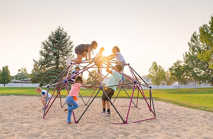 Lifetime 91088 Geometric 5.5' x 11' Dome Climber Jungle Gym and 99" Gym Dandy Spinning Teeter Totter Playground Equipment