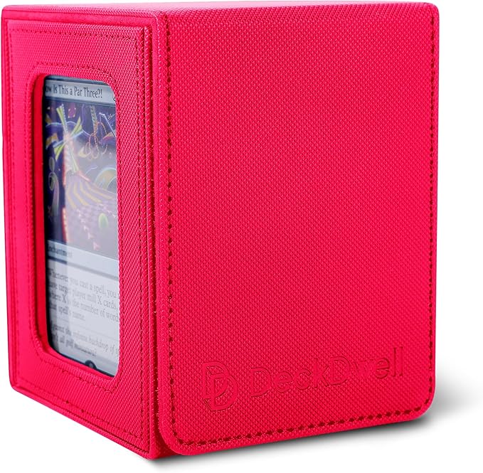 Commander deck box with window Fits 100 Double Sleeved Cards, One‑Piece Design, 4 N52 Magnets, PU Leather & Microfiber Lining,deck box mtg with 2 Dividers