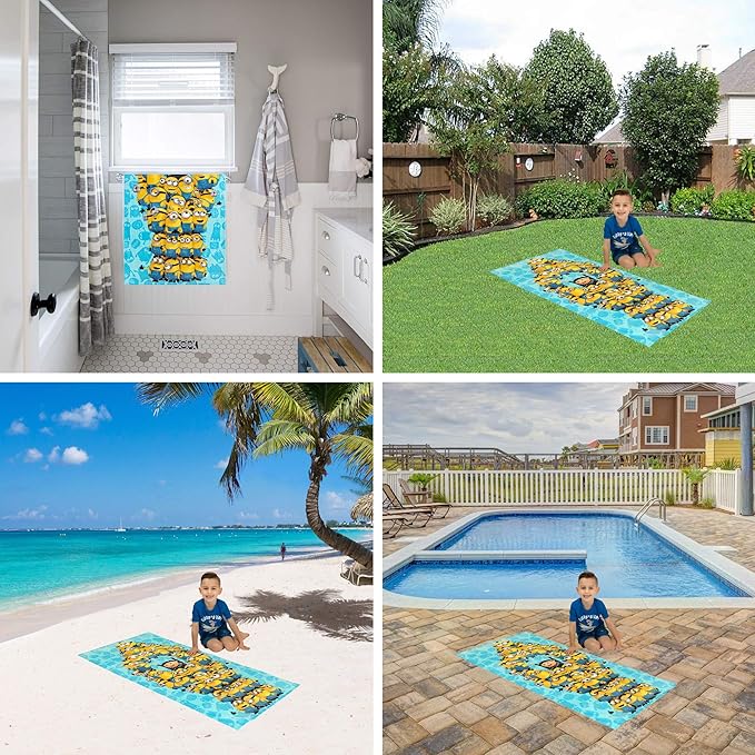 Franco Kids Super Soft Cotton Bath/Pool/Beach Towel, 58 in x 28 in, Minions The Rise Of Gru