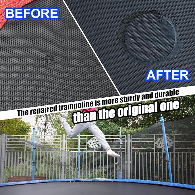Trampoline Patch Repair Kit 4.1'' x 4.1'' Square Patches | Repair Trampoline Mat Tear or Hole in a Trampoline