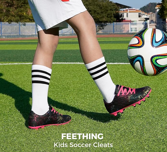 Grils Boys Soccer Cleats Youth Firm Ground FG Football Shoes Lightweight Breathable Outdoor Trainning Sport Shoes for Little/Big Kids