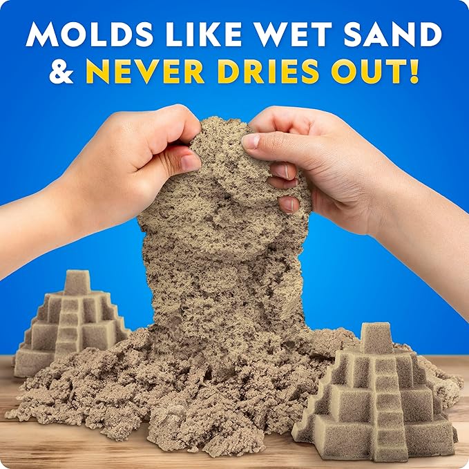 National Geographic Moon Sand - 12 Lbs. with Castle Molds (Natural) - A Fun No Mess Sensory Activity, Kids Fake Sand Play Set, Sensory Bin Filler