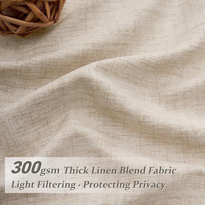 Extra Wide 70 Inch Pinch Pleated Light Filtering Sliding Glass Door Curtains 120 Inches Long, Natural Linen Boho Memory Trained Privacy Semi Sheer 10 FT Length Large Windows Drapes 2 Panels Set Burg