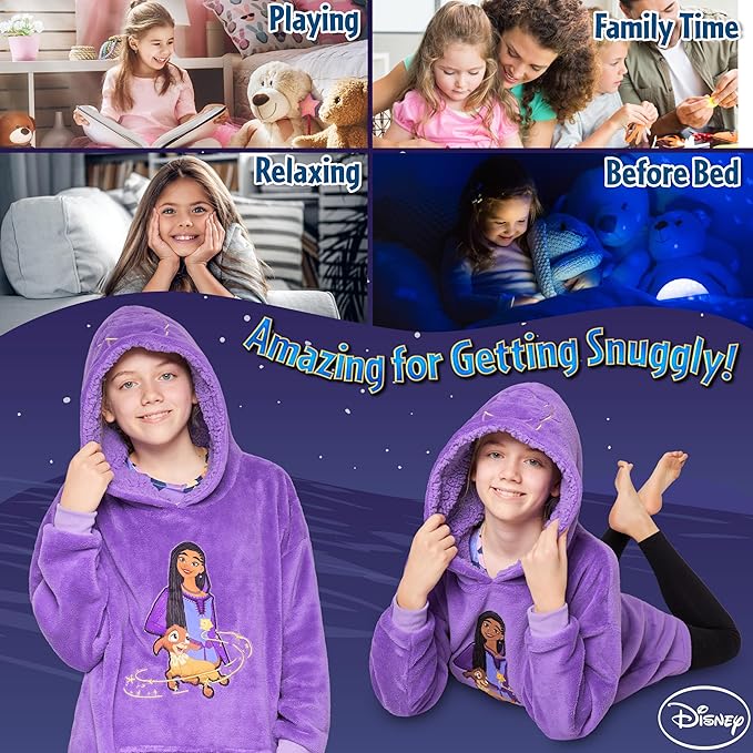 Disney Stitch Fleece Hoodie Blanket for Kids and Teenagers - One Size Fluffy Oversized Hoodie - Stitch Gifts