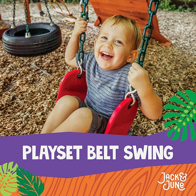 Jack & June Red Belt Playset Swing with 80” Chains Made for 5’ and 6’ Deck Height