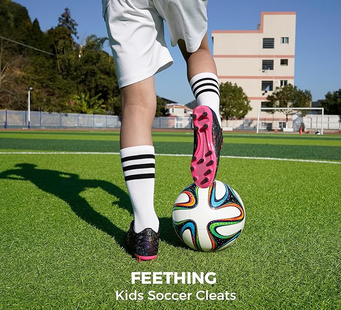Grils Boys Soccer Cleats Youth Firm Ground FG Football Shoes Lightweight Breathable Outdoor Trainning Sport Shoes for Little/Big Kids