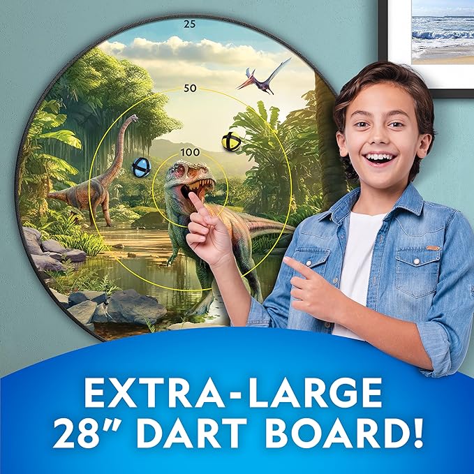 National Geographic Kids Glow in The Dark Dart Board for Kids - Dart Ball Game Set with 28" Reversible, Glowing Dartboard and Sticky Balls, Indoor Games