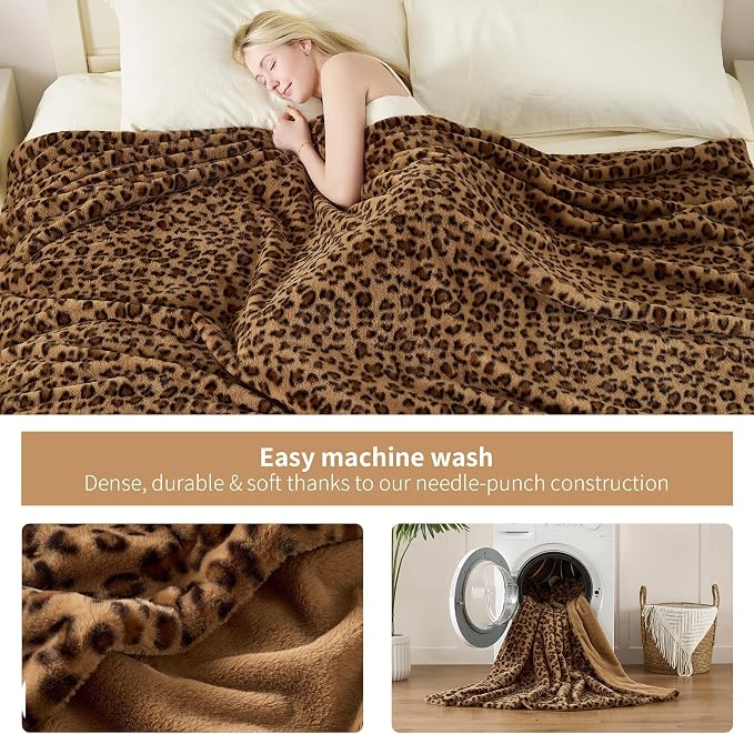 GALMAXS7 Cheetah Print Throw Blanket, Double-Sided Plush Faux Fur, 50"x60" | 500GSM Faux Fur,Double-Sided Leopard Design,Ultra Soft Plush Feel,All Season Cozy Blanket,No Shedding,Machine Washable