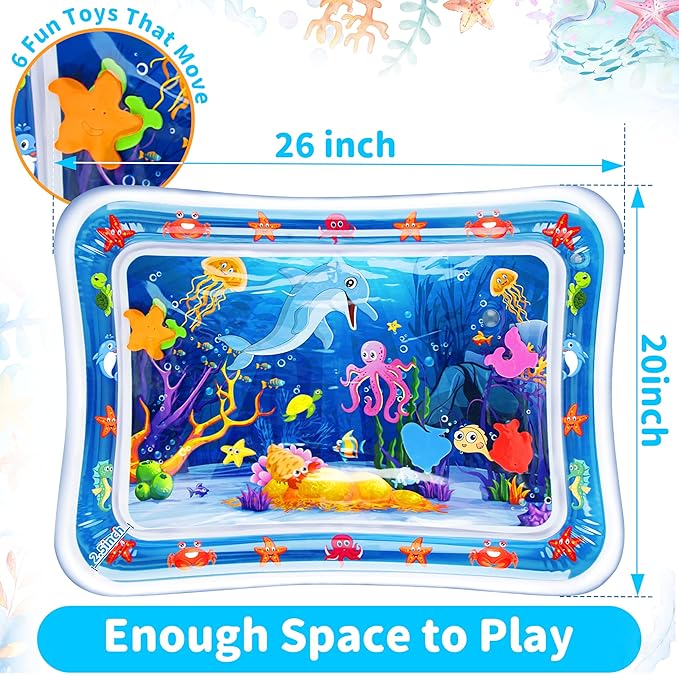 Tummy Time Water Mat丨Inflatable Tummy Time Water Play Mat for Babies, Infants and Toddlers 3 to 12 Months Promote Development Toys Baby Gifts