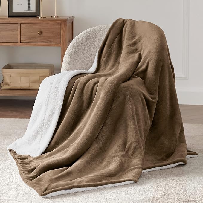 Bedsure GentleSoft Sherpa Fleece Twin Size Blanket for Couch, Non-Heated, Thick and Warm Throw for Women and Men, Soft Fuzzy Plush Twin Blanket for Winter, Camel, 60x80 Inches