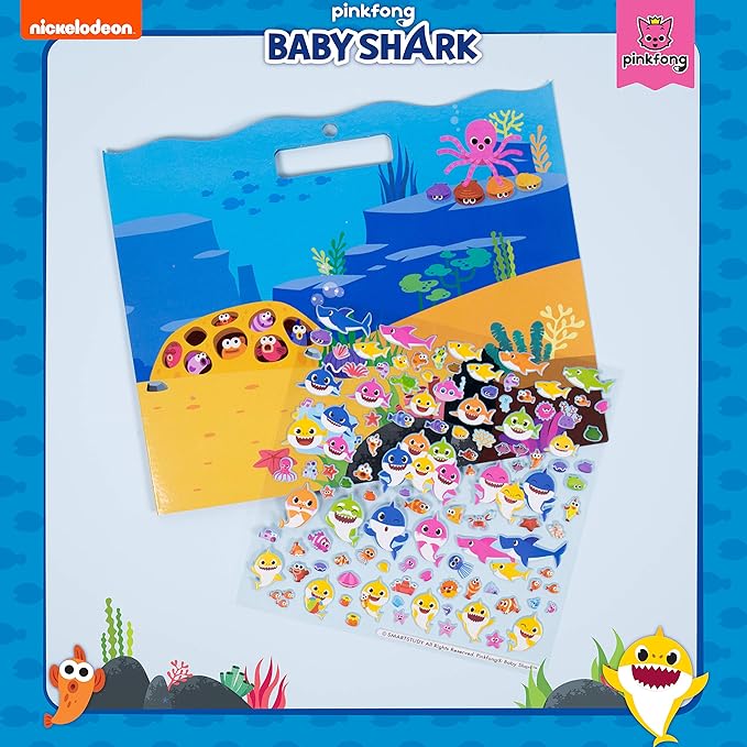 Baby Shark Sticker Play Set - 100 Reusable Puffy Stickers – Baby Shark Sticker Bundle for Kids Ages 3 and Up