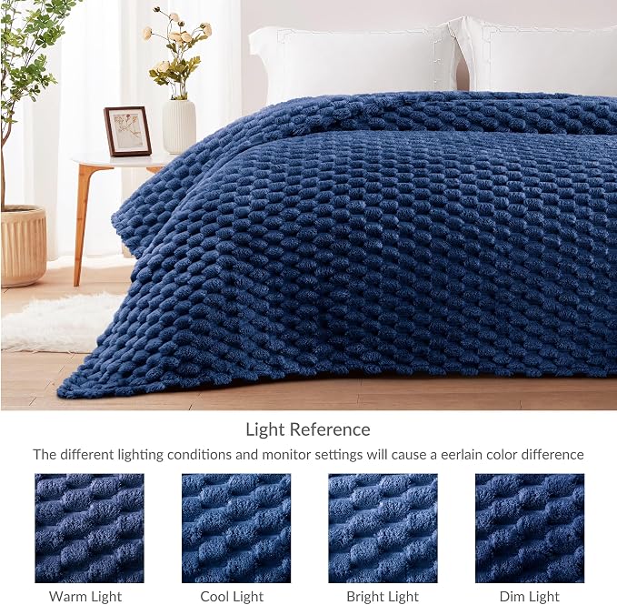 Whale Flotilla Soft Fleece King Size Bed Blanket 3D Jacquard, Navy Blue | Lightweight Breathable Coverlet Bedspread for All Seasons, Super Cozy Plush Fluffy Fuzzy Decorative Blanket for Bed, 90"x104"
