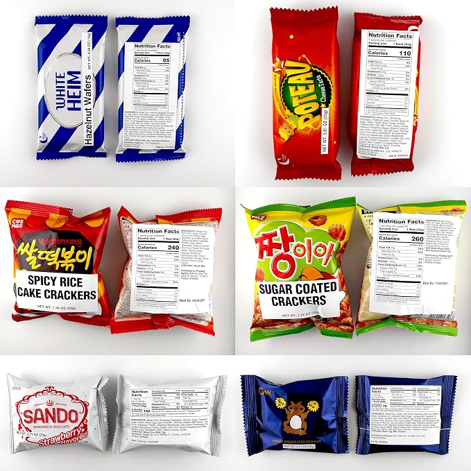 Dagaon Korean Snack Box 46 Count. Assorted Gift Pack Including Chips, Crackers, Cookies, Biscuits, Ramen, Pies, Candies and More. Variety Gift Set for every occasion.