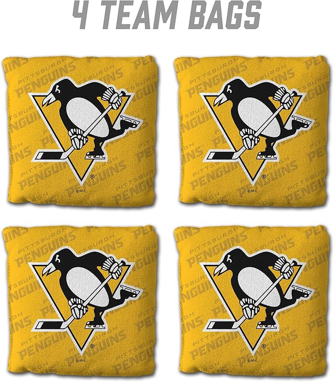 YouTheFan Officially-Licensed NHL Set of 4 Cornhole Bags - All Weather Regulation 6” x 6” Size - 16oz Weight - Designed in USA