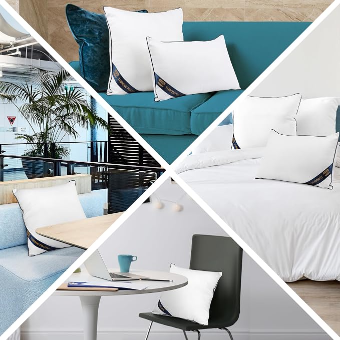 Utopia Bedding 28x28 Throw Pillow Inserts, Decorative Pillows, Pack of 2 | Piping Throw Pillows, Plush & Supportive, Aesthetic Cushion Sham Stuffer for Sofa, Office, Couch & Bed, Set of 2, White