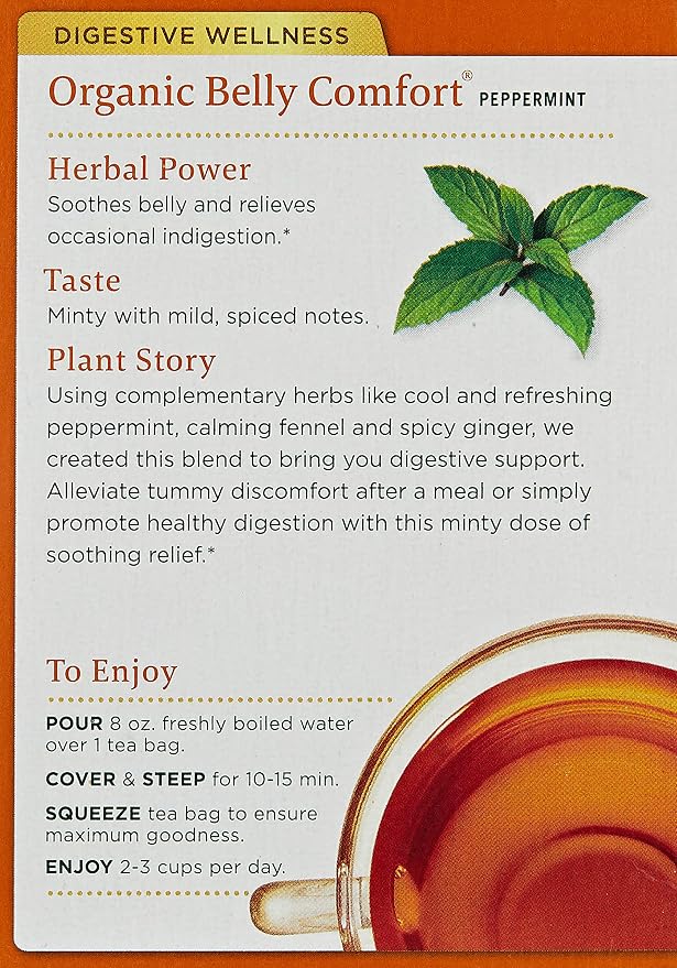Traditional Medicinals Tea, Organic Belly Comfort Peppermint, Promotes Healthy Digestion, 16 Count (Pack of 3)