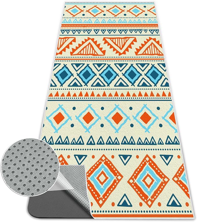 Yoga Towel,Absorbent Yoga Mat Towel for Hot Yoga Non Slip,Stylish Prints,Ideal for Workouts,Hot Yoga,Bikram,Pilates Equipment,72 x 27 in,Yellow