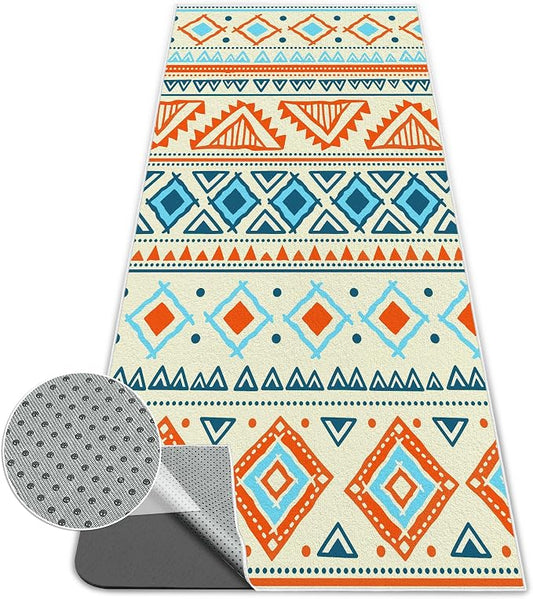 Yoga Towel,Absorbent Yoga Mat Towel for Hot Yoga Non Slip,Stylish Prints,Ideal for Workouts,Hot Yoga,Bikram,Pilates Equipment,72 x 27 in,Yellow