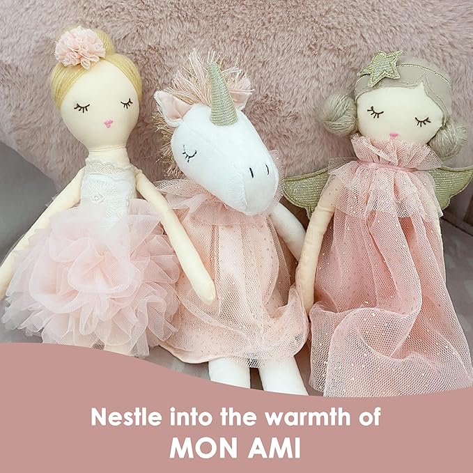 MON AMI Charlotte The Ballerina Stuffed Doll - 15”, Plush Ballerina Doll for Girls, Use as Toy or Room Decor for Kids of All Ages