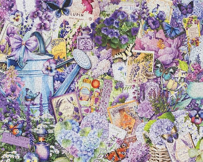 Springbok Purple Passion 1000 Piece Jigsaw Puzzle for Adults - Floral Collage - Unique Cut Pieces - Made in USA