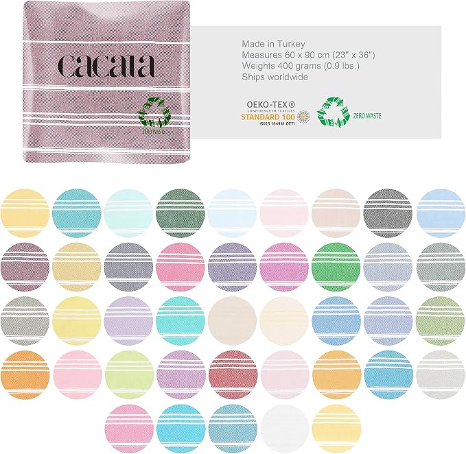 Cacala 100% Turkish Cotton Kitchen Tea Towels, Highly Absorbent Luxury Soft Quick Drying Dish Towel with Hanging Loop for Gym, Yoga, Bath, Sports, Cleaning and Kitchen (23 x 36), Burgandy