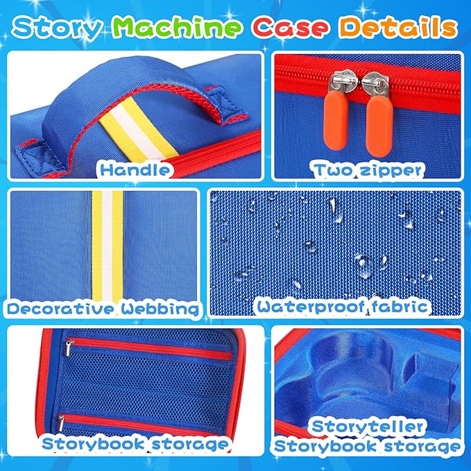 Hard Travel Case Compatible with Little Tikes for Story Dream Machine Books Starter Set, Protective Storage Case Container for Storytime Audio Play Real for Littles Character Collection (Blue, Small)