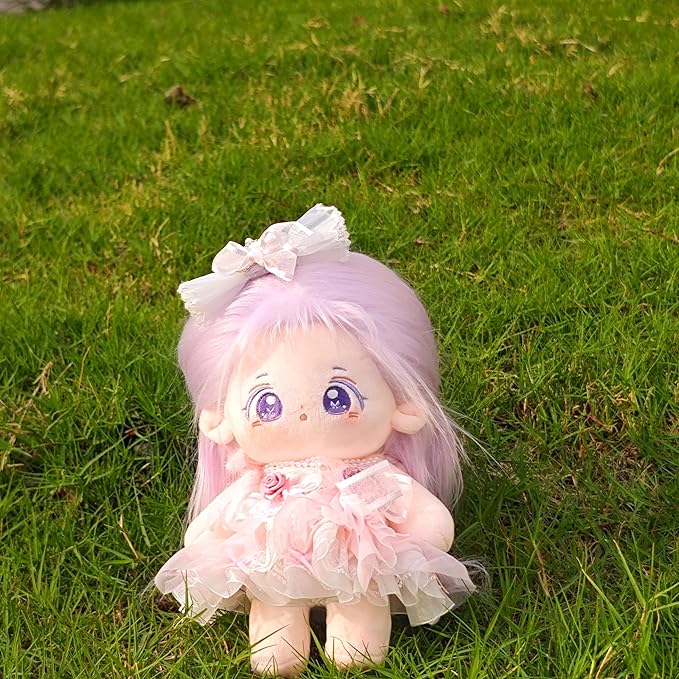 CALEMBOU Plush Doll, 20cm Cute Cotton Doll with Skeleton, Anime Plushies Soft Stuffed Dress Up Dolls, Kawaii Plush Toys Gift Come with Clothes (Doll&Clothes-Xingfu-B)