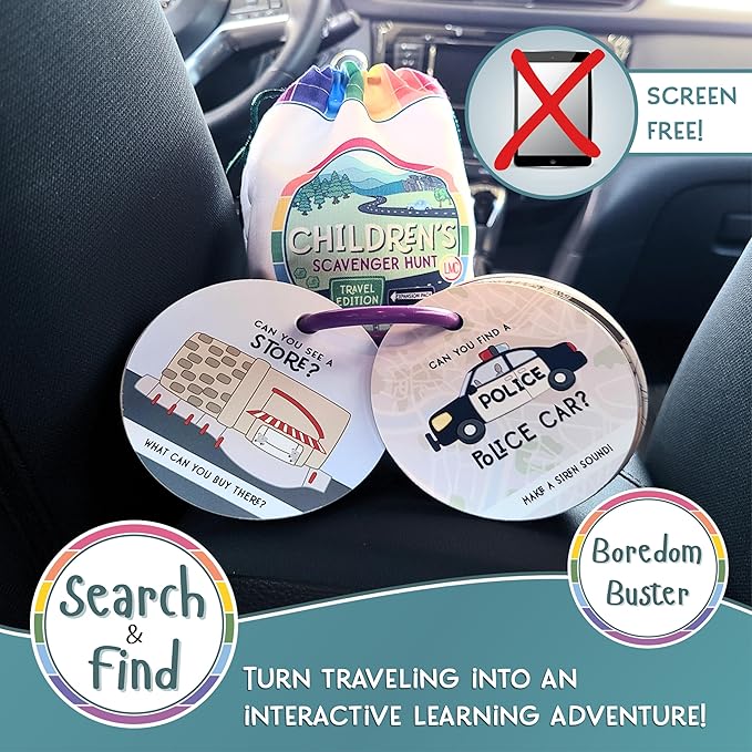 Children's Scavenger Hunt: Travel Edition - Expansion Pack | Toddler Car Activities | Road Trip Toys | Games for 2, 3 Year Old's & Up | Kids Educational Scavenger Hunt Cards