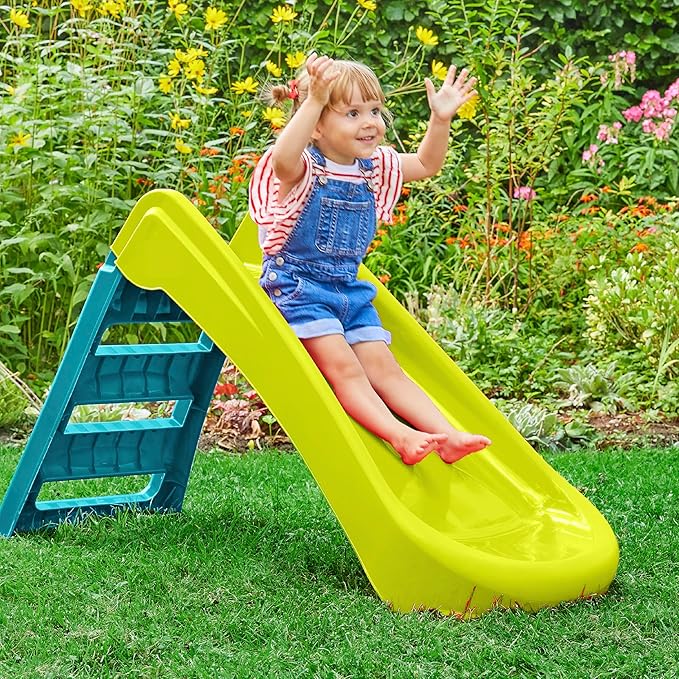 Fun N Fold Slide for Kids – Indoor or Outdoor Playset with Wide Steps and Smooth Sliding Surface for Safe Active Play – Lightweight Portable Activity Toy for Boys and Girls, Ages 18 Months+