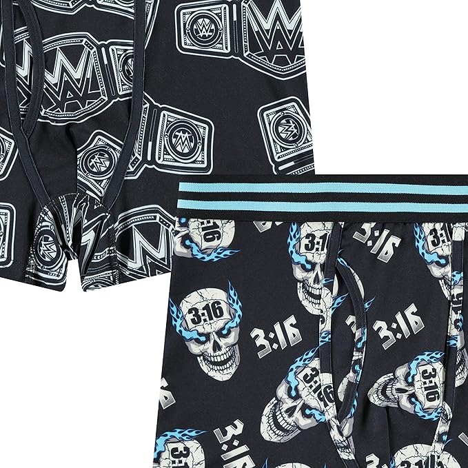 WWE Superstars Mens Boxer Briefs - John Cena, Roman Reigns, Undertaker, Rock, Stone Cold, Hulk Hogan - Mens 2 Pack Underwear