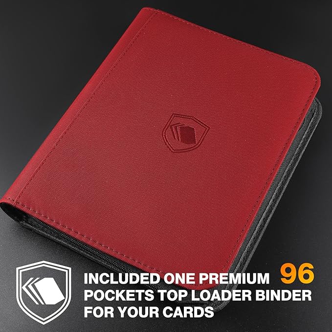 200 Card Sleeves Top Loaders for Cards Included 96 Pockets Top Loader Binder, 3" x 4" Baseball Card Protector Hard Plastic Card Holder for Sports Trading Cards (100 Toploaders + 100 Soft Sleeves)