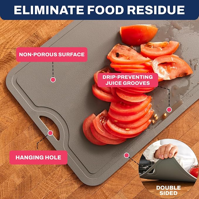 TPU Cutting Board Flexible Mat, 17.3" x 10.6" Nonslip Korean cutting board for kitchen, BPA Free Flexible Chopping Board, TPU Material Double-sided Dishwasher Safe