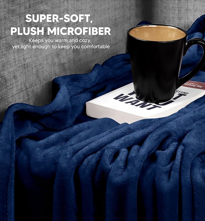 Utopia Bedding Ultra Soft Fleece Bed Blanket Throw Size Navy (50x60 Inches) | Microfiber Plush Warm Lightweight Breathable Cozy Blanket Anti-Static, All Season Use, Gift for Women and Men