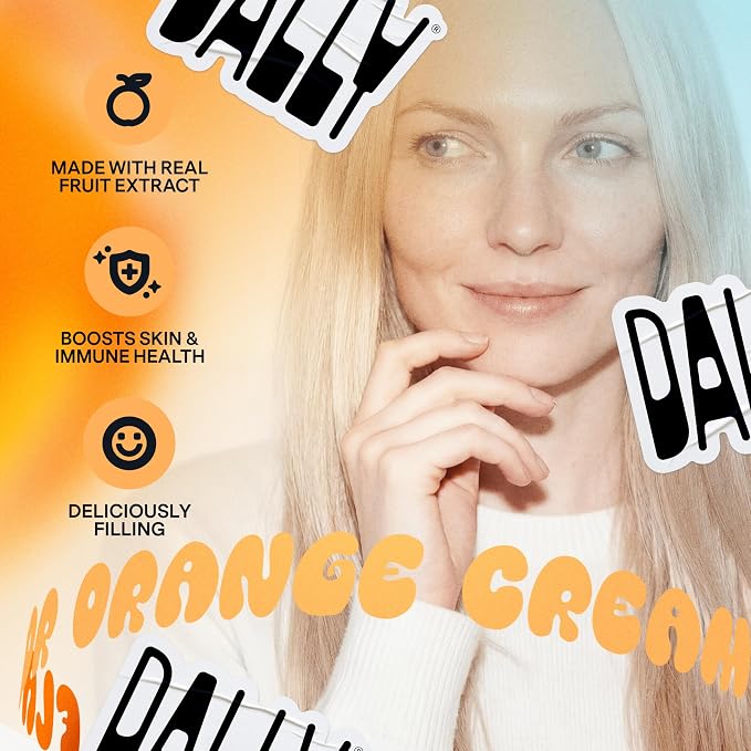 Dally Orange Cream Drinkable Konjac Jelly, 10 Pouches, Fruit Snack | Sugar free, keto and gluten free; prebiotics, postbiotics and vitamin C for skin and immune health